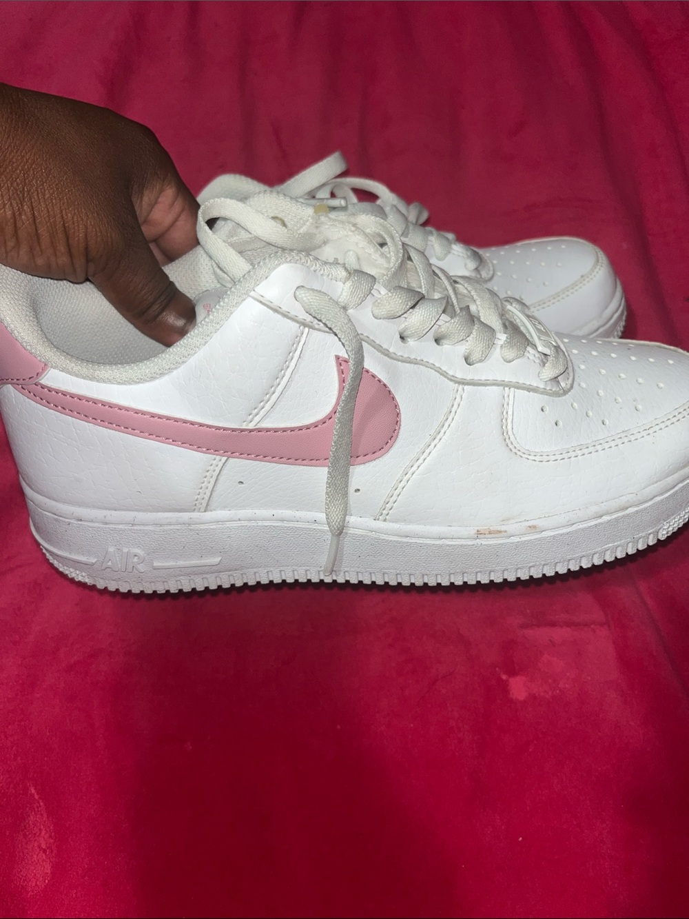 Nike White Low-Top Sneakers with Pink Swoosh